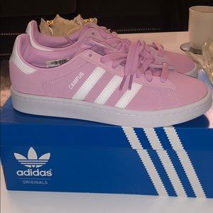 ADIDAS Pink and White Suede Sneakers New in Box